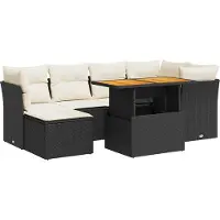 vidaXL Ensemble de salon de jardin 7 pièces avec coussins noir poly rotin