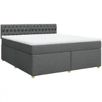 vidaXL Lit boxspring avec matelas gris foncé 180x200 cm Tissu
