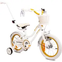 Sun baby Vélo pour filles Heart Bike 14 pouces, à partir de 3 ans, avec roues d'appoint, barre de poussée amovible, panier, sonnette, frein à rétropédalage et frein V-Brake