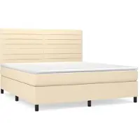 vidaXL Lit boxspring avec matelas Crème 160x200 cm Tissu