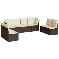 vidaXL Ensemble de jardin canapé 8 pièces avec coussins Marron Poly rotin
