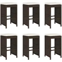 vidaXL Tabouret de bar de jardin avec coussins 6 pcs. Marron Poly rotin