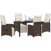 Syfax Ensemble de salle à manger pour jardin 5 pcs Marron polyrotin
