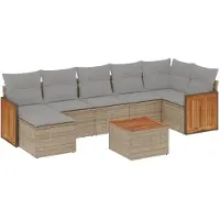 vidaXL Ensemble de jardin canapé 8 pièces avec coussins Beige Poly Rattan