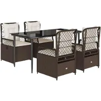 vidaXL Ensemble de jardin 5 pièces avec coussins Marron Poly rotin