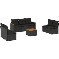 vidaXL Ensemble de jardin canapé 8 pièces avec coussins noir poly rotin