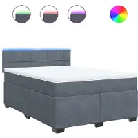 vidaXL Lit boxspring avec matelas gris foncé 140x190 cm velours
