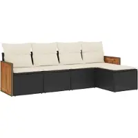 vidaXL Ensemble de salon de jardin 5 pièces avec coussins noir poly rotin