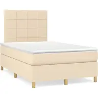 Syfax Sommier à lattes de lit avec matelas Crème 120x200 cm Tissu