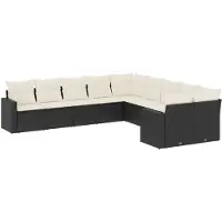 vidaXL Ensemble de 10 canapés de jardin avec coussins noir poly rotin