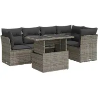 vidaXL Ensemble de salon de jardin 6 pièces avec coussins Gris Poly rotin