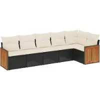 vidaXL Ensemble de salon de jardin 6 pièces avec coussins noir poly rotin