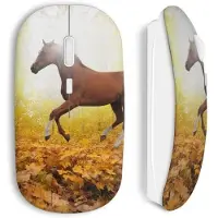 CAPACHEAP Souris Sans Fil Cheval automne feuilles