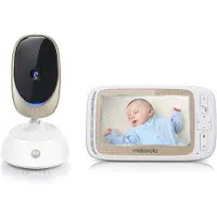 Motorola BABY Comfort 85 connecte 2 en 1 (WLAN sur smartphone + écran vidéo 5) veilleuse, berceuse, bruits de la nature