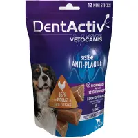 VETOCANIS Dentactiv - 12 B¿Tonnets - - Mini B¿Tonnets Hygiene Bucco-Dentaire Au Poulet Pour Chien 2-15kg