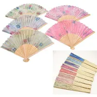 Generique Couleur aléatoire fleur impression pliant main Fans Polyester Fans été femmes fille danse ventilateur soie poche ventilateur fête de mariage