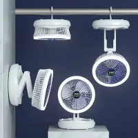 Generique Ventilateur électrique pliable Portable 2 en 1, Rechargeable USB type-c, pour l'été, refroidissement de bureau, avec veilleuse LED, pour voyage en plein air
