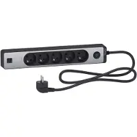 Schneider Electric Bloc multiprise 5 prises 2P+T + 2 USB - Noir et alu -