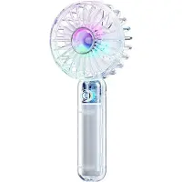 Generique Ventilateur Portable à main, ventilateur à vitesse réglable, Rechargeable par USB avec 7 LED, veilleuse colorée pour l'extérieur, les voyages