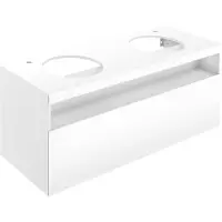 Keuco STAGELINE Meuble sous-lavabo pour vasques à poser, 1 tiroir, 2x1 trou pour robinet, 1400x550x490mm, 32894290000