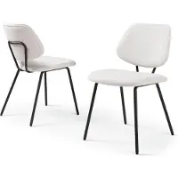 En.casa Chaise de salle à manger 'Köma' (lot de 2) Chaise rembourrée avec piètement métallique Tissu beige