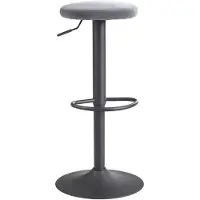 Wohnling Chaise de bar en velours gris foncé Tabouret sans dossier 58 - 79 cm |