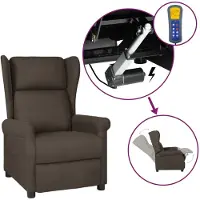 vidaXL Fauteuil à oreilles avec fonction de couchage Électrique Marron foncé Tissu