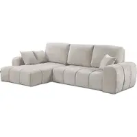 Palozi Canapé d'angle gauche convertible en tissu chenille "Verneuil" - 3 places - Beige