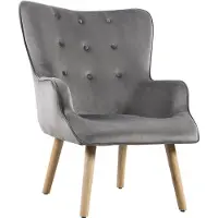 HABITAT ET JARDIN Fauteuil style scandinave velours Odense - 73 x 81 x 92.5 cm - 1 place - Gris