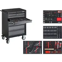Vigor Chariot d'atelier avec set "Black Edition II" V2712N Longueur totale : 677 mm Nombre d'outils
