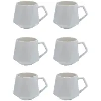 Intirilife 6x Tasse À Café Avec Finition Raffinée En Blanc D'une Contenance De 350 Ml - 13x10.5x9.2 Cm - Tasse À Thé, Tasse À Anse, Gobelet Pour Le Café, Le Thé, Le Lait, Le Cacao Et Bien Plus Encore