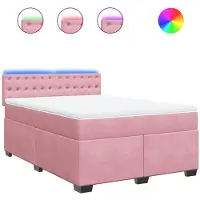 vidaXL Lit boxspring avec matelas rose 140x190 cm velours