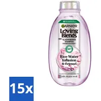 Garnier - Loving Blends - Shampooing - Infusion d'eau de riz - Brillance et douceur - Cheveux longs - 300 ml - Pack avantage - 15 pièces