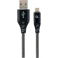 Cablexpert gembird Baumwoll Micro-USB-Ladekabel, 2m, schwarz/weiß