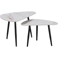 HABITAT ET JARDIN Lot de 2 tables basses gigognes en céramique "Terra" - 49 x 79 x 56 cm - Blanc
