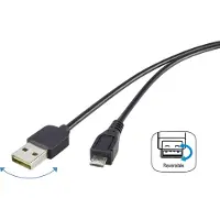 Renkforce Câble USB USB 2.0 USB-A mâle, USB-Micro-B mâle 1.80 m noir connecteur réversible, plaqué or