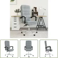 The Living Store Chaise de bureau avec fonction chaise longue Gris clair Tissu