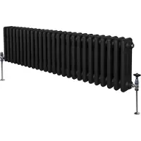 Monster Radiateur Traditionnel à Triple Colonne 300 x 1192 mm, Chauffage Moderne Horizontal en Acier au Carbone Noir Mat, Cuisine Salon Salle de Bain [Brosse, Attaches Murales & Supports INCLUS]