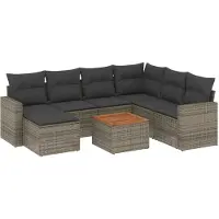 vidaXL Ensemble de jardin canapé 8 pièces avec coussins Gris Poly rotin