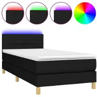 Syfax Sommier à lattes de lit avec matelas LED Noir 100x200 cm Tissu