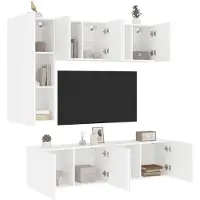 vidaXL meuble-paroi 5 pièces blanc en bois composite