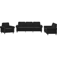 vidaXL Ensemble de canapés 3 pièces avec coussins Noir velours