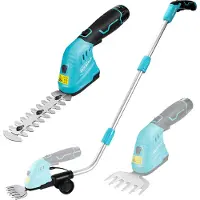 Duratech Cisaille Sculpte-Haie Electrique et Taille-Herbes Telescopique sans Fil 12V , Cisaille a Gazon 2 en 1, Largeur/Longueur de Coupe 12/16 cm, Batterie 2000mAh, pour Coupe, Elagage, Bleu & Noir