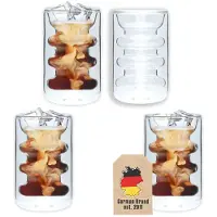 Intirilife 4x Verre Thermique À Double Paroi - Style Rainuré - 190ml De Contenance - Soufflé À La Bouche, Isolé Pour Le Latte Macchiato, Comme Verre À Thé Ou À Café Avec Anse