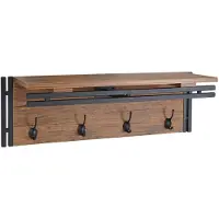 Décoshop26 Porte-manteau mural avec étagère 4 crochets 24x75x24cm aspect chêne sauvage 04_0000974