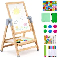 Vevor Chevalet d'Art Enfants 2-en-1 Tableau Magnétique Blanc Noir Double Face