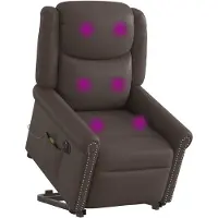 vidaXL Fauteuil de massage avec releveur Électrique Brillant Marron
