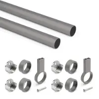 Emuca Round Wardrobe Rails Set 1.15 M 2 Units Argenté