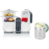 BabyMoov Pack Mixeur cuiseur Nutribaby Plus 230 W Blanc + 1 Container Isy Inox