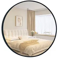 Rexo Grand miroir rond industriel, idéal pour la salle de bain, le salon ou la chambre, de couleur noire, diamètre 50 cm, taille XXL